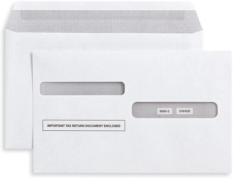 Dutymark W2 tax Form Envelopes, Double Window Security Envelope for 4-Up Style W-2 Tax Forms, Self Seal, Security Tintet W-2 Tax Forms Envelopes 25 Pack - Image 1